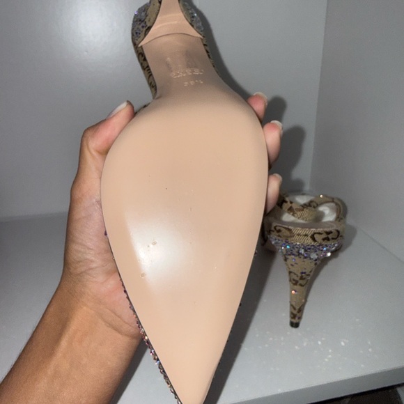 Gucci Women's Beige Rhinestone Slingback Heels - Picture 3 of 6